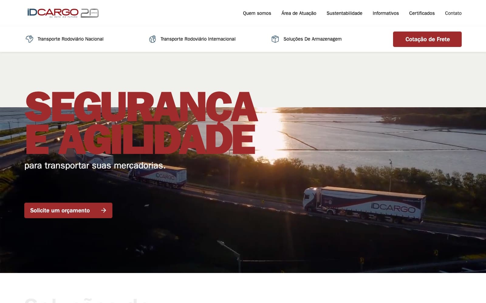 Página inicial do site da iDCargo
