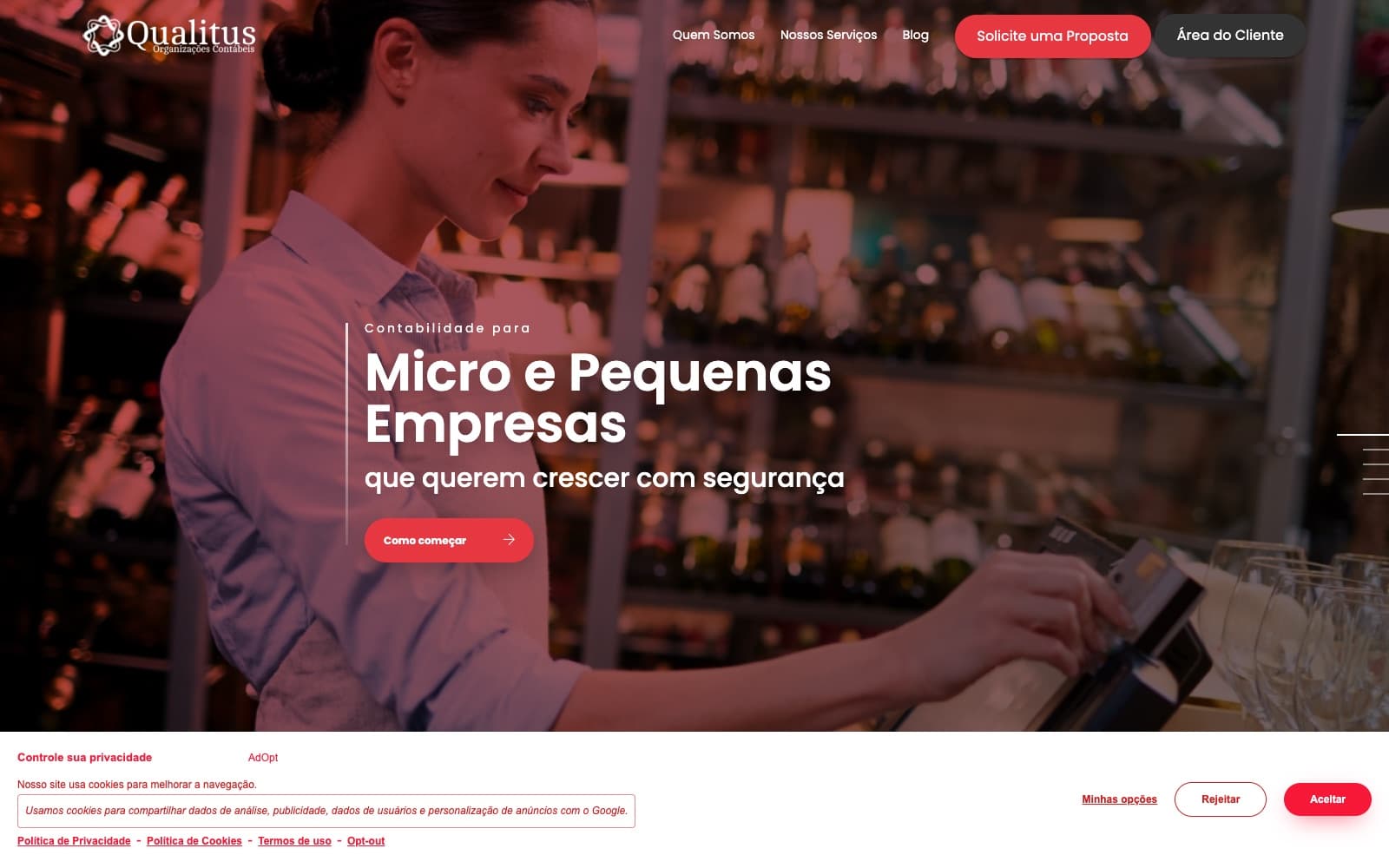 Página inicial do site da Qualitus